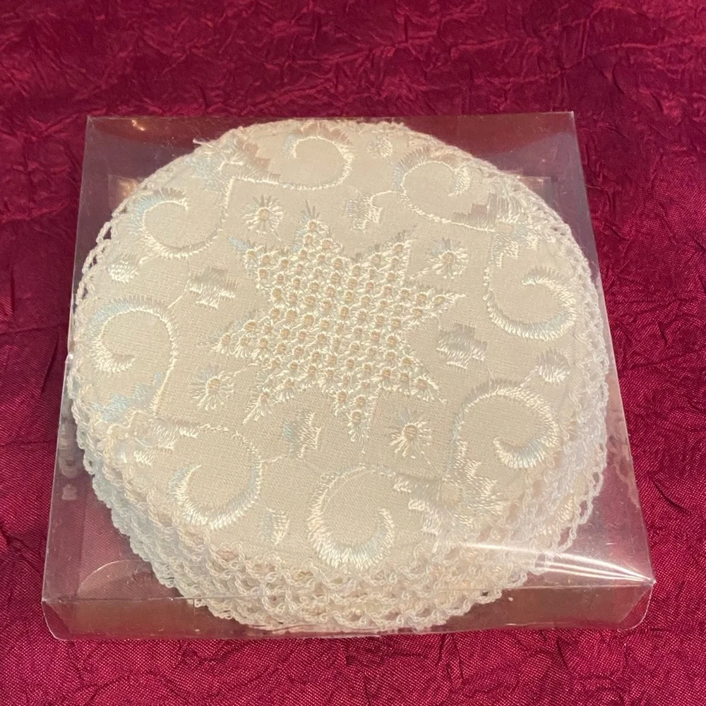 Beautiful Vintage Hand Embroidered Kalocsa Hungarian Coasters